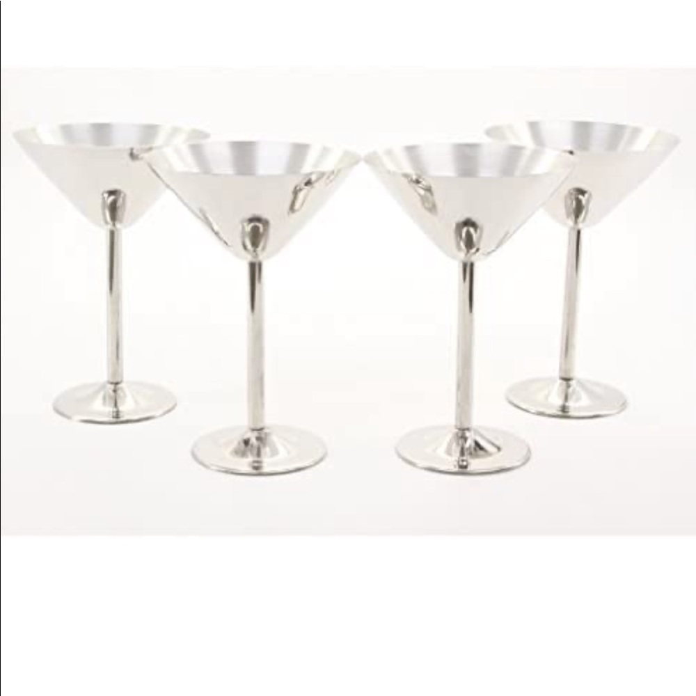 NEW 4PC Stainless Martini Glasses